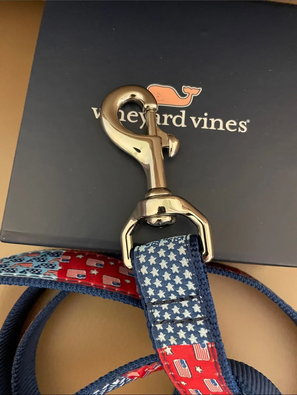 Rare Vineyard Vines Patriotic Patchwork Leash - Red, Navy & White